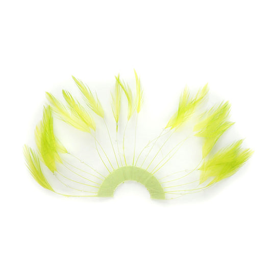 Feather Hackle Plate Trims with Beads - Lime - Feathers