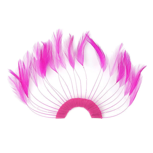 Feather Hackle Plate Trims with Beads - Pink Orient - Feathers