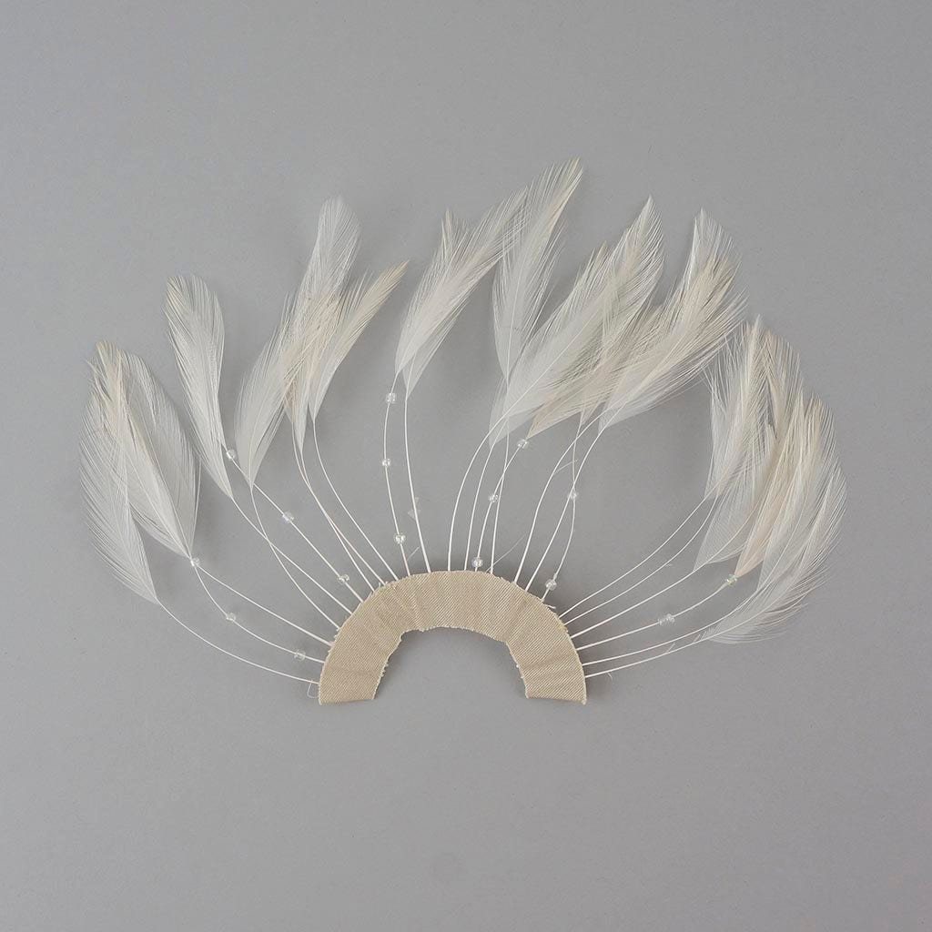 Feather Hackle Plates Solid Colors - Ivory - Feathers