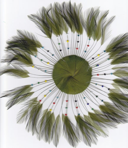 Feather Hackle Plates Solid Colors - Moss - Feathers