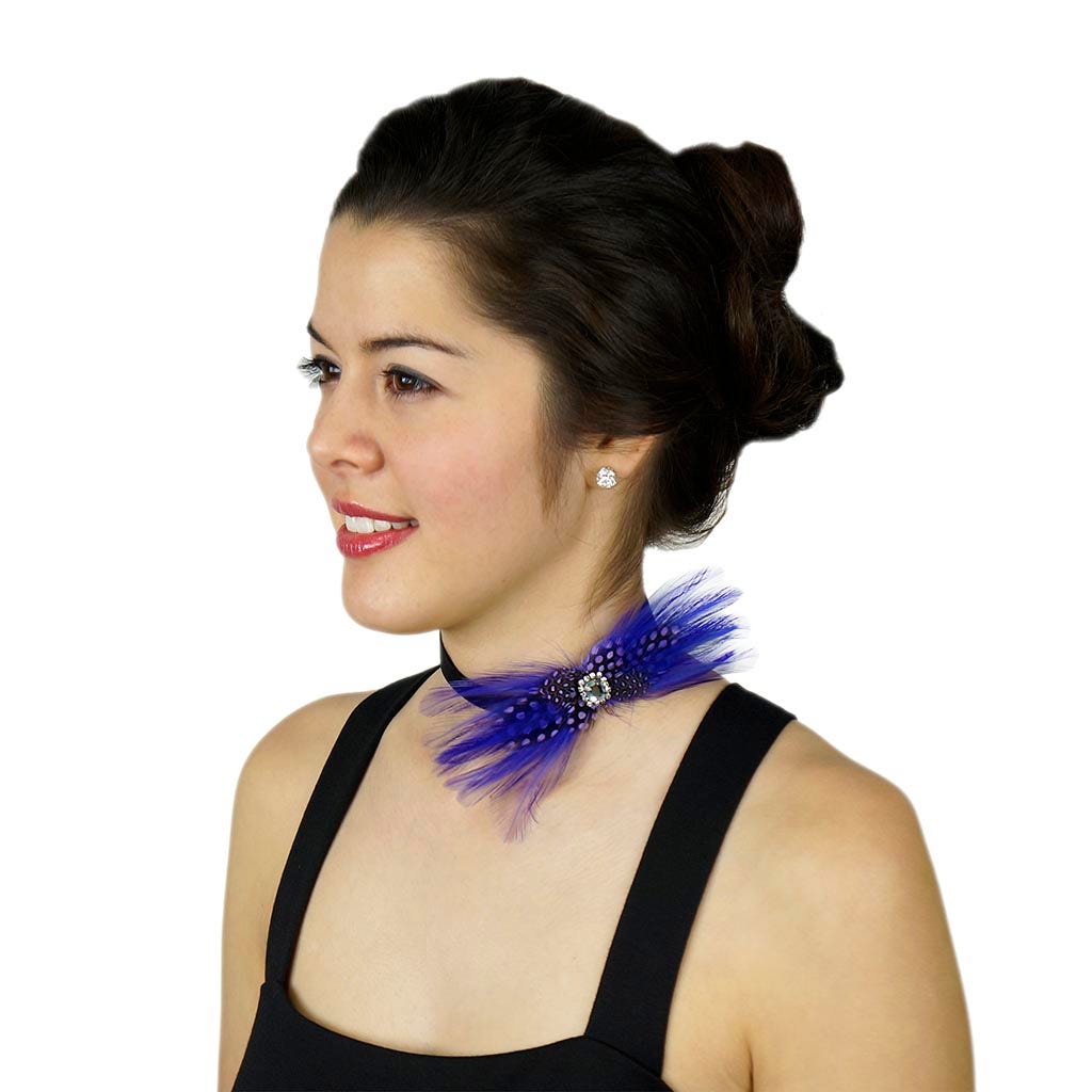 Feather Headband Embellishment w/Hackle/Guinea Lavender/Regal - Feathers