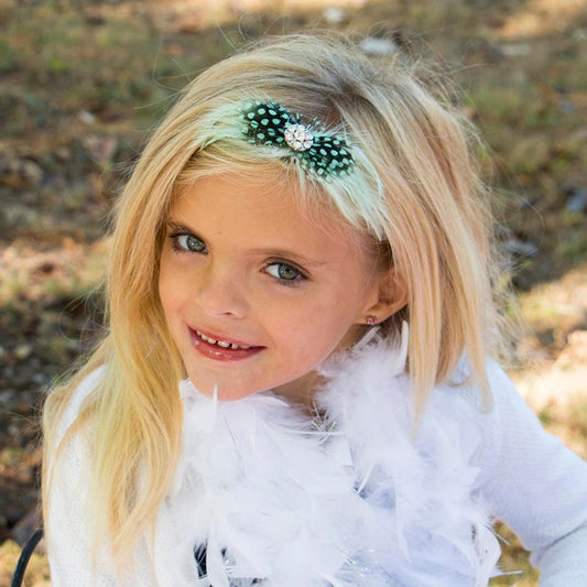 Feather Headband Embellishment w/Hackle/Guinea Mint/Mint - Feathers