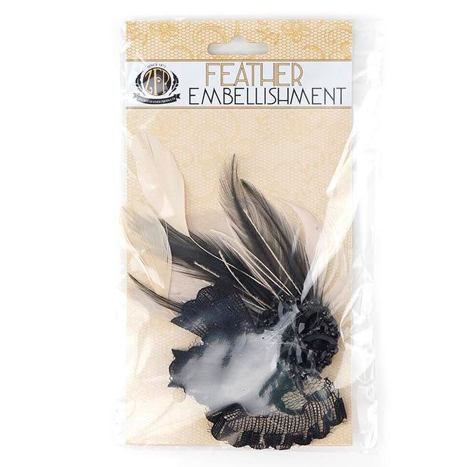 Feather Headband Embellishment w/Hackle/Stripped Coque - Feathers