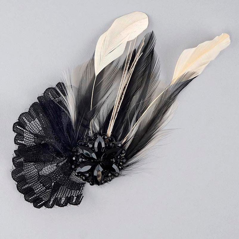 Feather Headband Embellishment w/Hackle/Stripped Coque - Feathers