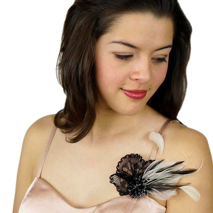 Feather Headband Embellishment w/Hackle/Stripped Coque - Feathers