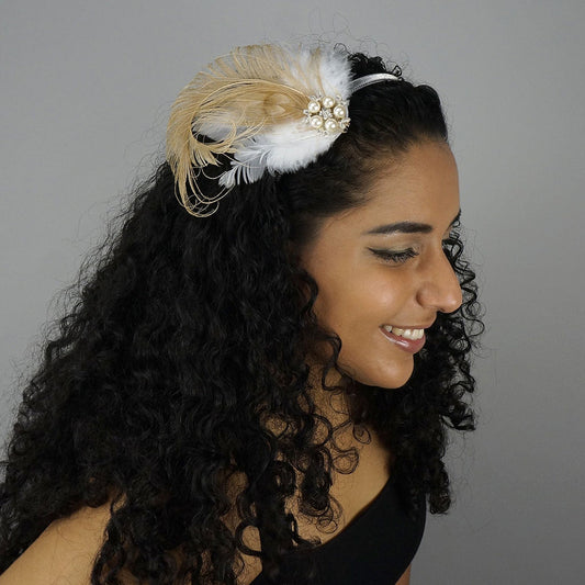 Feather Headband Embellishment w/Peacock/Schlappen - Feathers