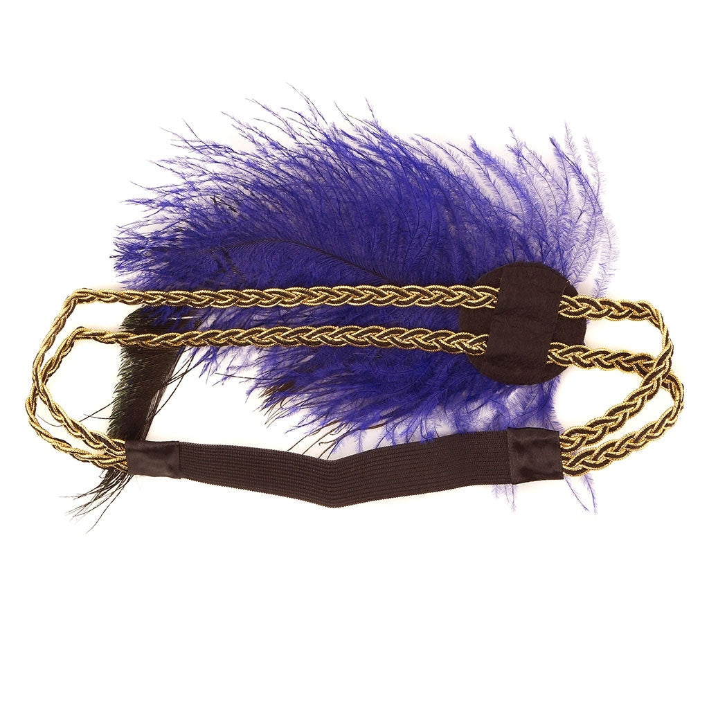 Feather Headband w/Ostrich/Peacock Gold/Black/Regal - Feathers