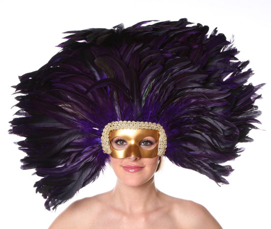 Feather Headdress Mask-Dyed - Regal - Feathers