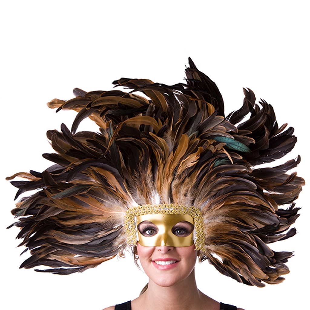 Feather Headdress Mask - Natural - Feathers