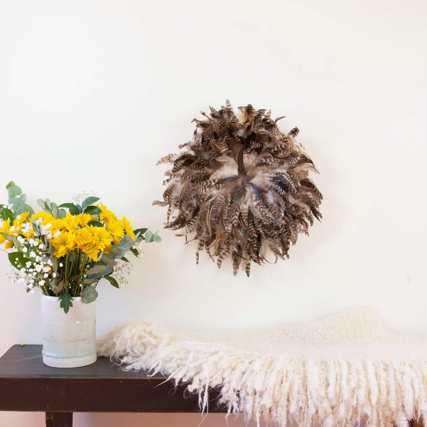 Feather Juju Hat Wall Art - Natural - Feathers