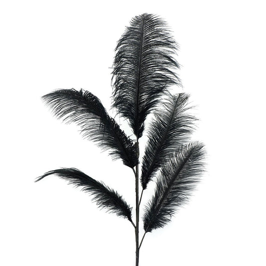 Feather Ostrich Spray on Stem Black - Feathers