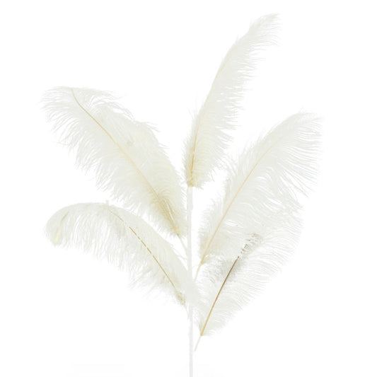 Feather Ostrich Spray on Stem Ivory - Feathers