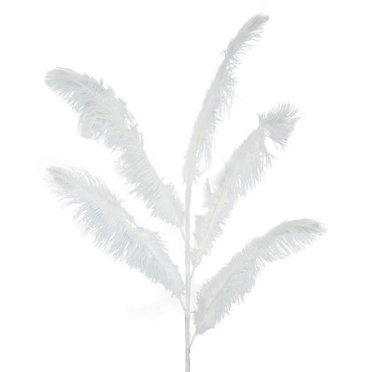 Feather Ostrich Spray on Stem White - Feathers