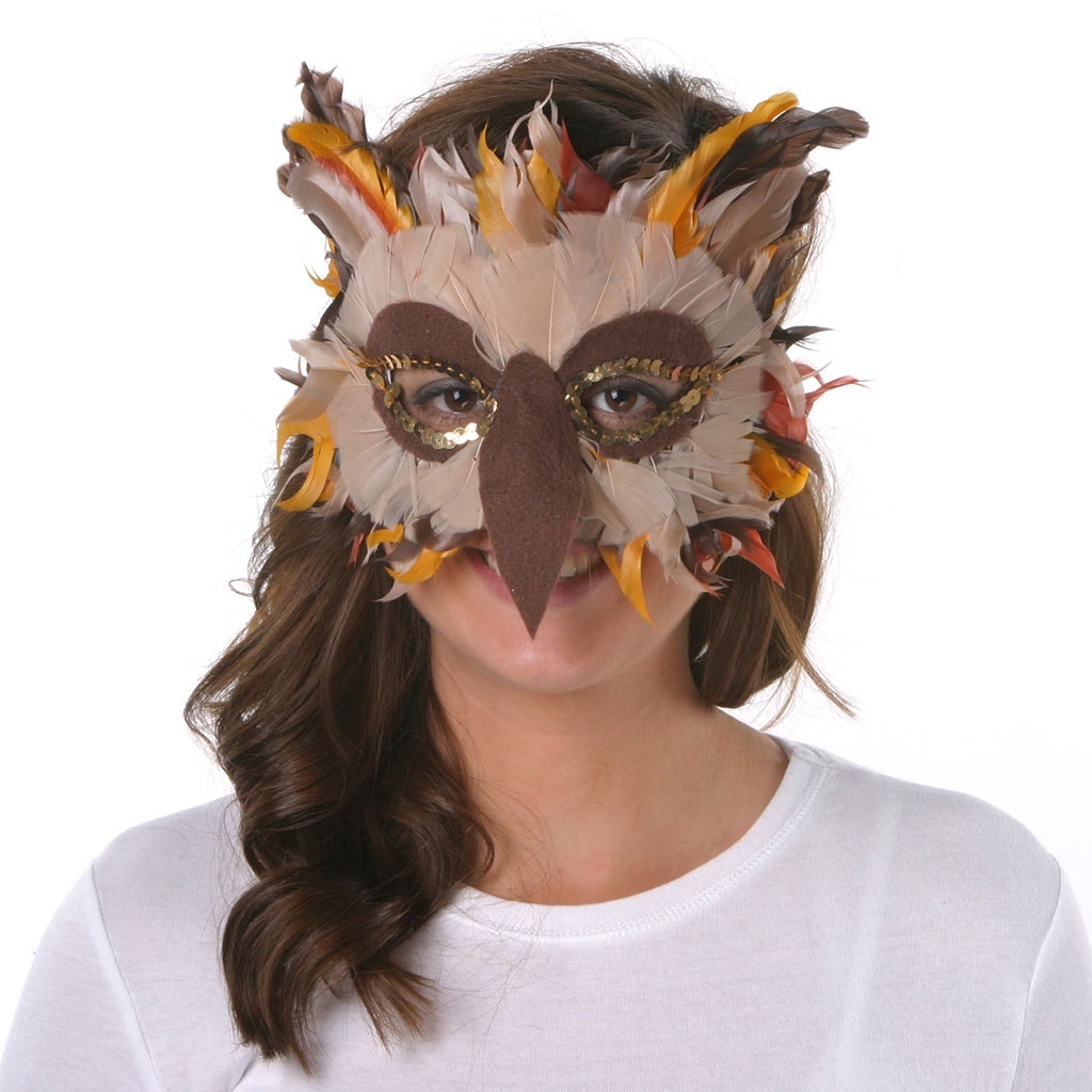 Feather Owl Mask - BE/GO/RU - Feathers