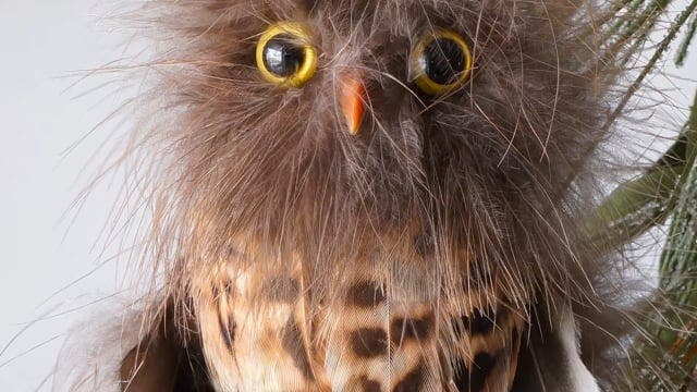 Feather Owl Ornament - Natural - Feathers