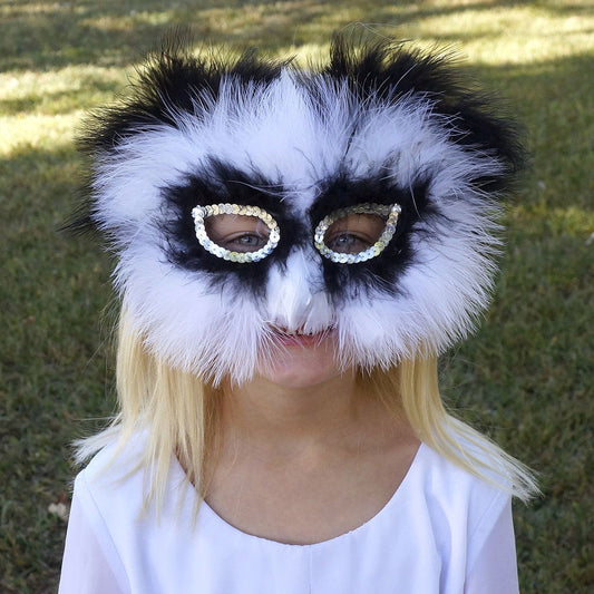 Feather Panda Mask - Black/White - Feathers