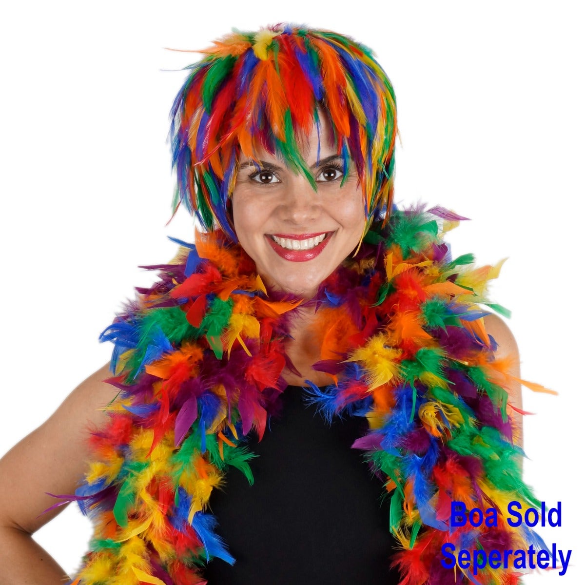 Feather Pride Wig - Rainbow Feather Wig - Feathers