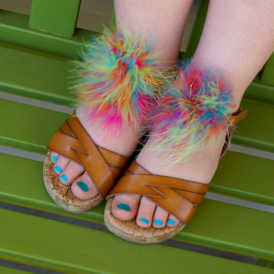 Feather Shoe Clip w/Multi Marabou - Hot Mix - Feathers