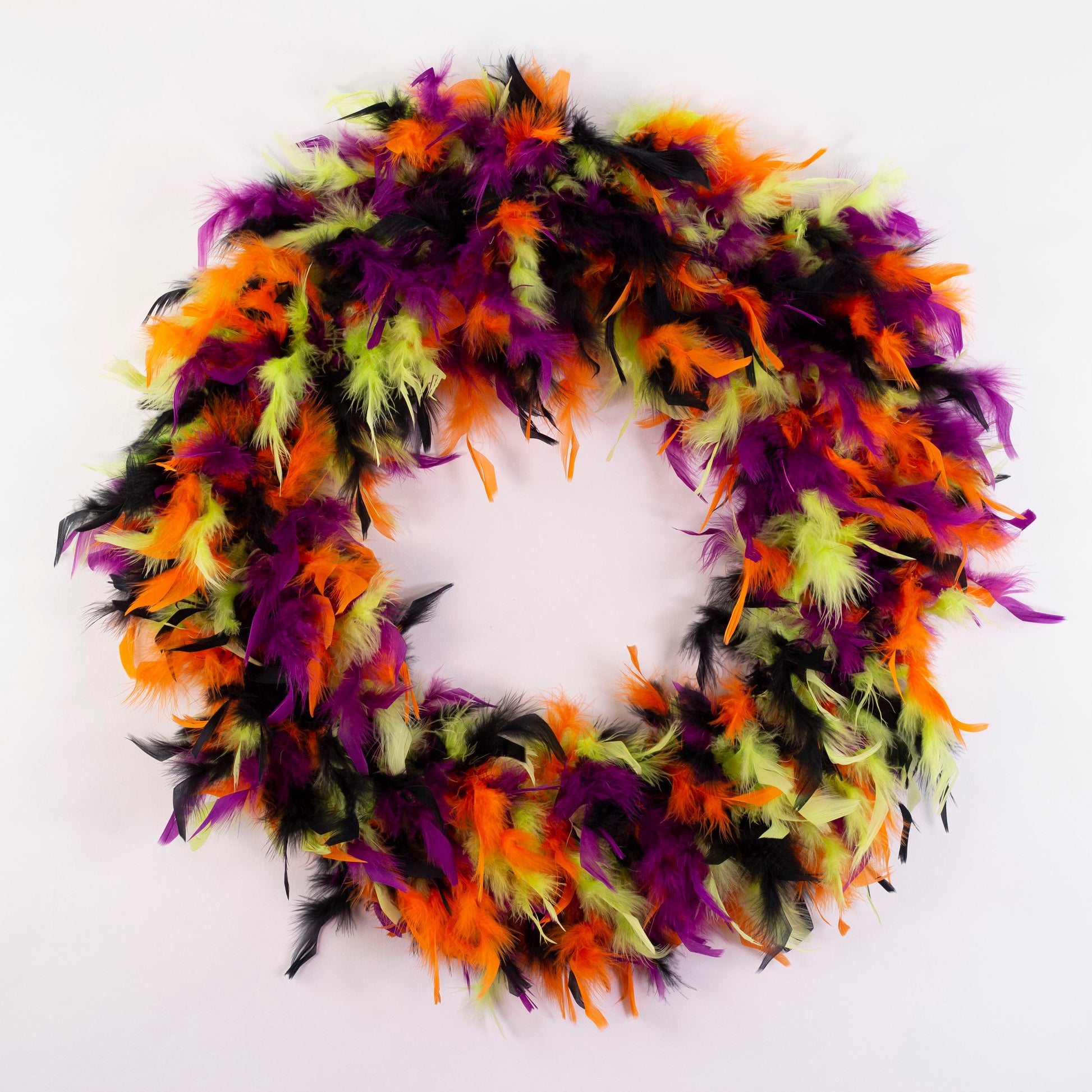 Feather Wreath-Black/Lime/Orange/Purple - Chandelle Wreath