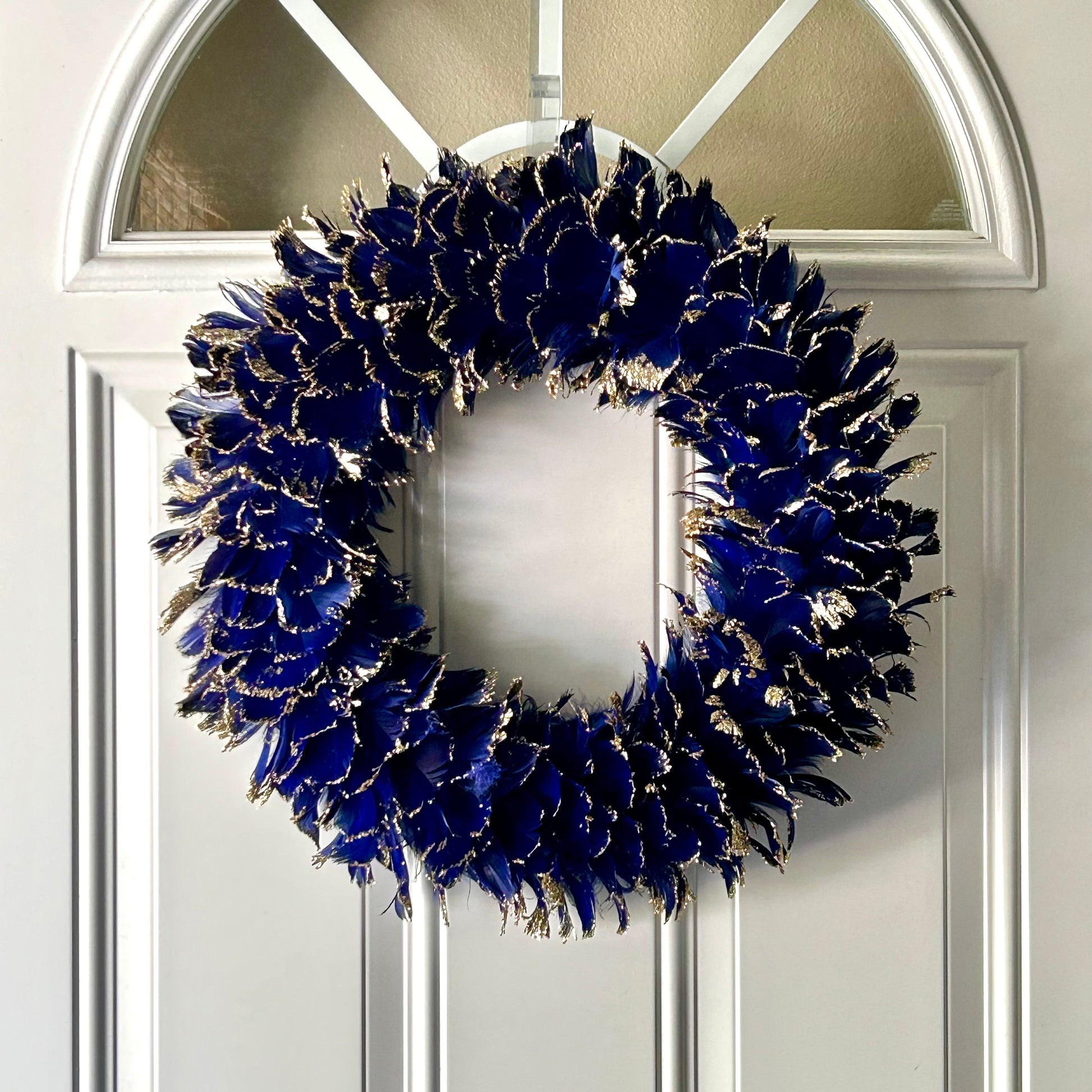 Feathered Blue Christmas Wreath - 18’’