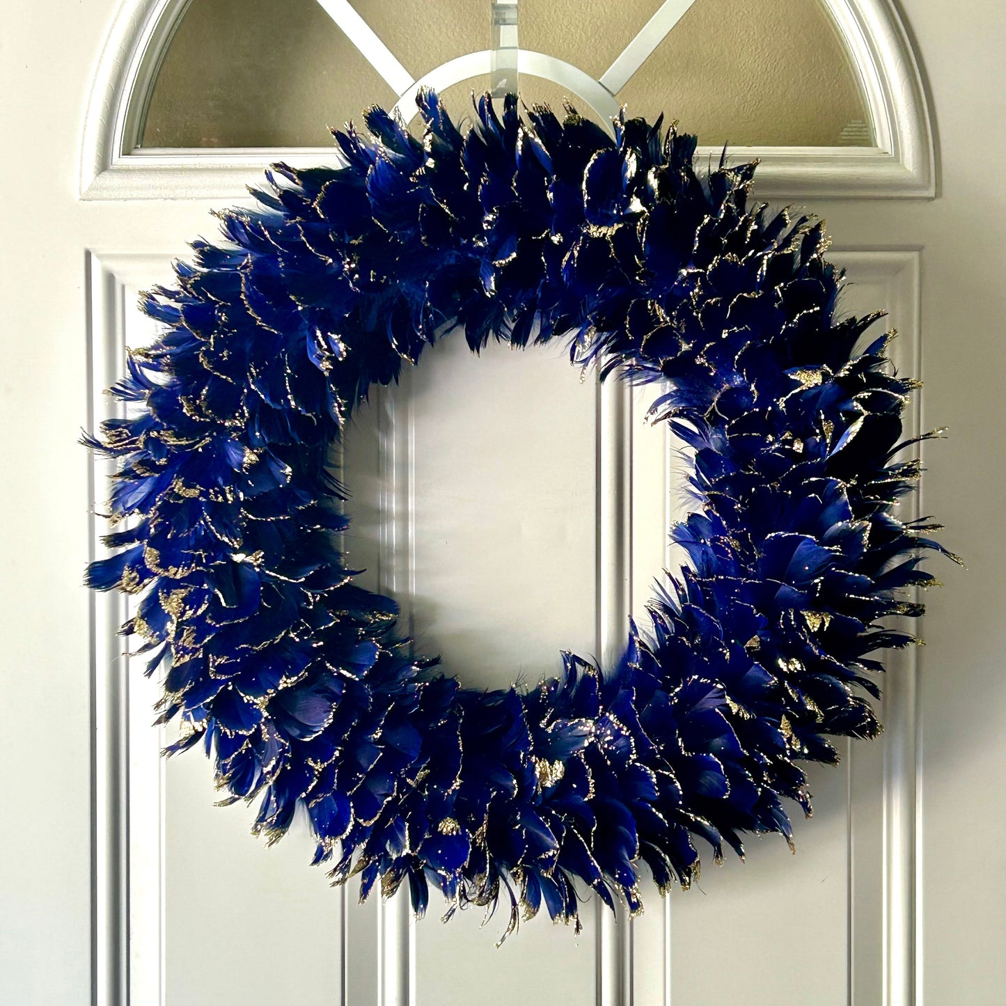 Feathered Blue Christmas Wreath - 22’’