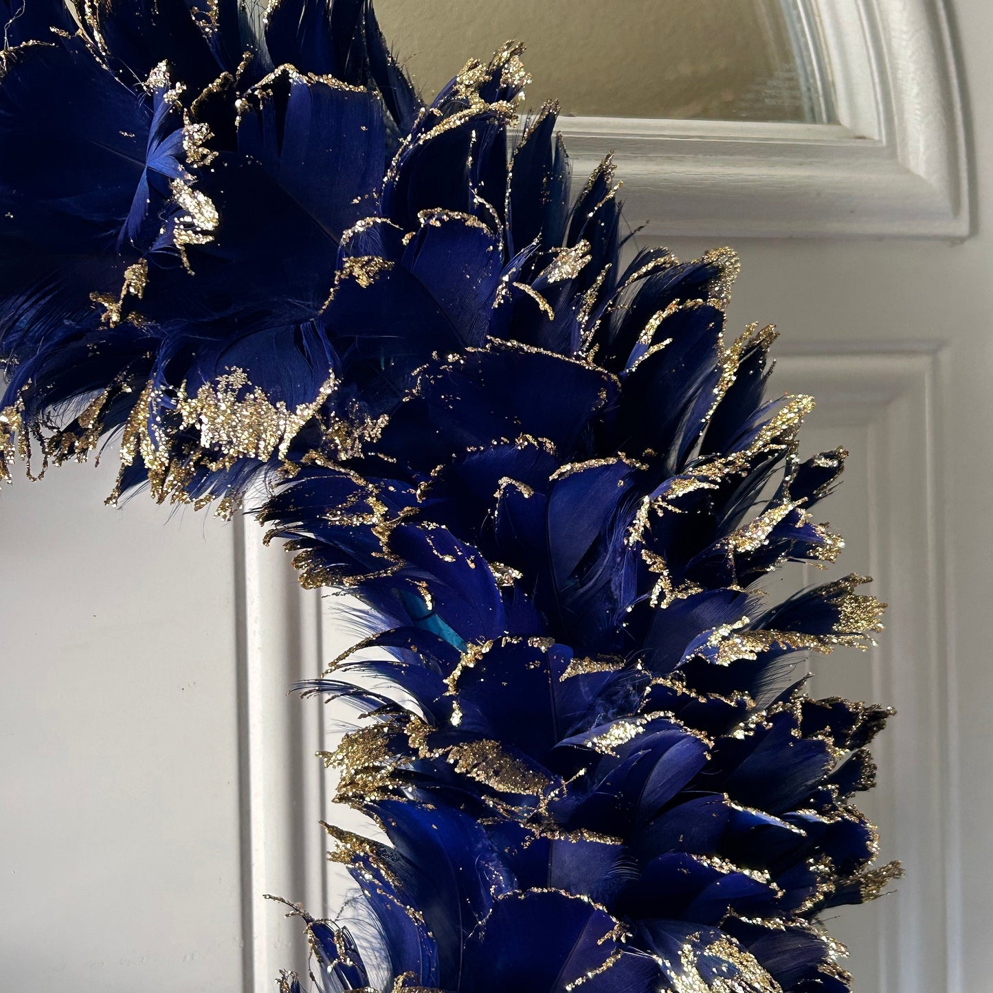 Feathered Blue Christmas Wreath