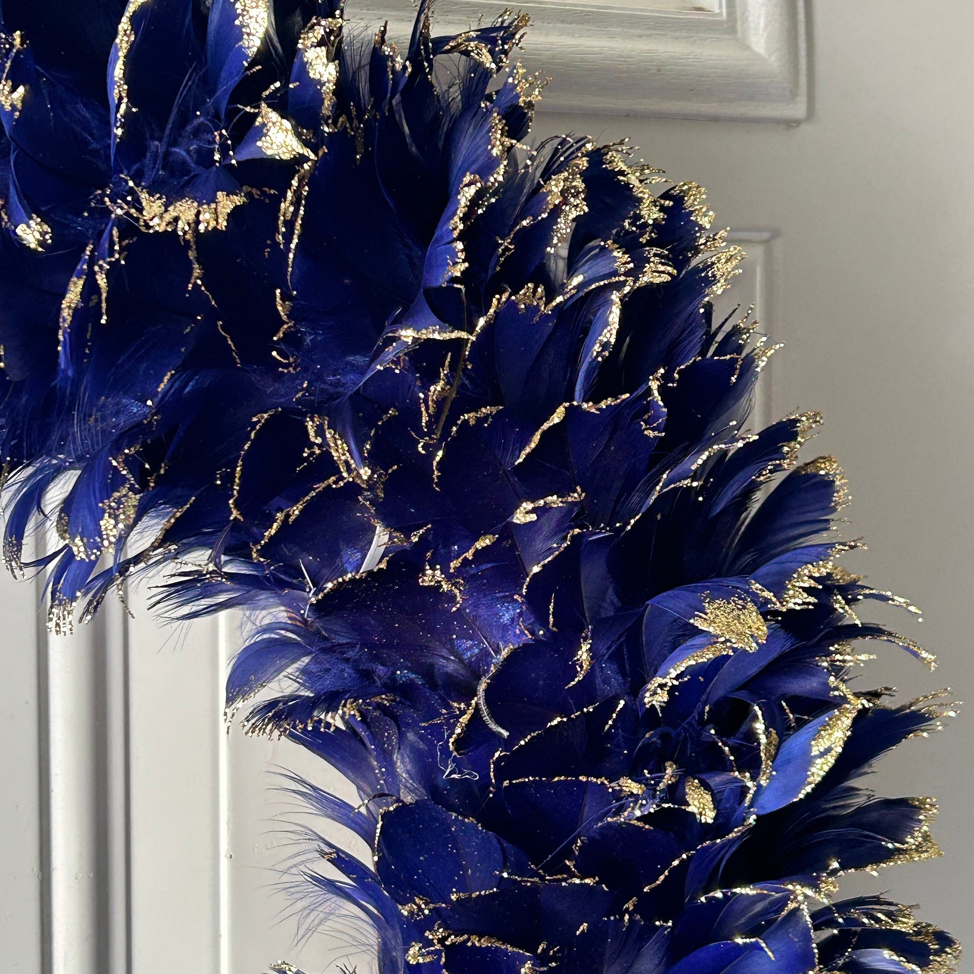 Feathered Blue Christmas Wreath