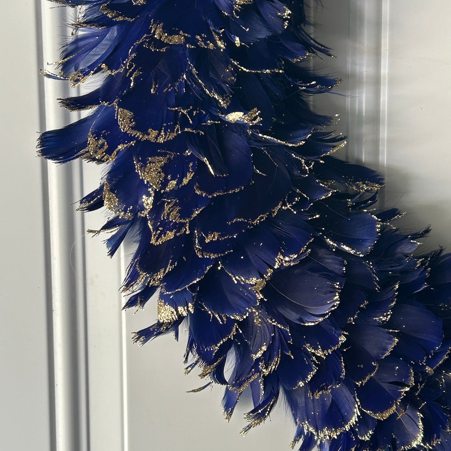 Feathered Blue Christmas Wreath