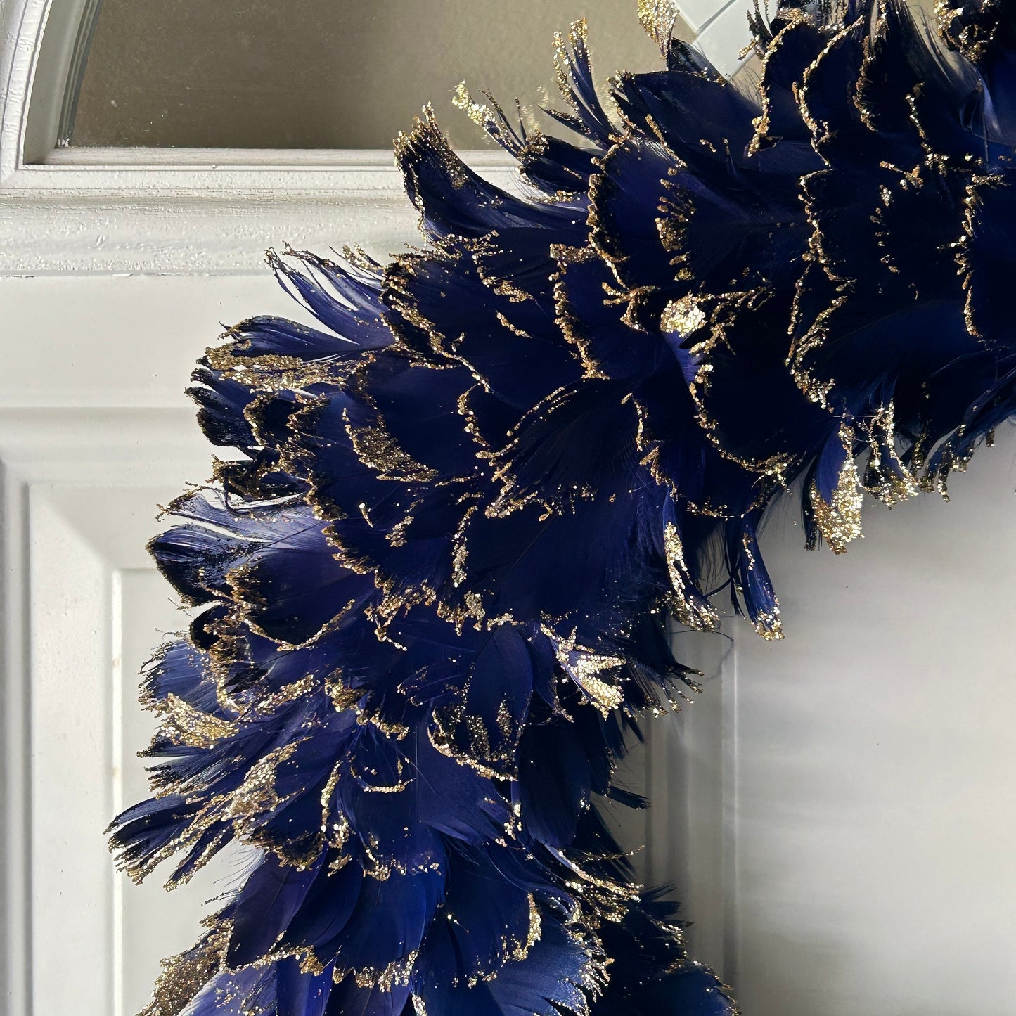 Feathered Blue Christmas Wreath