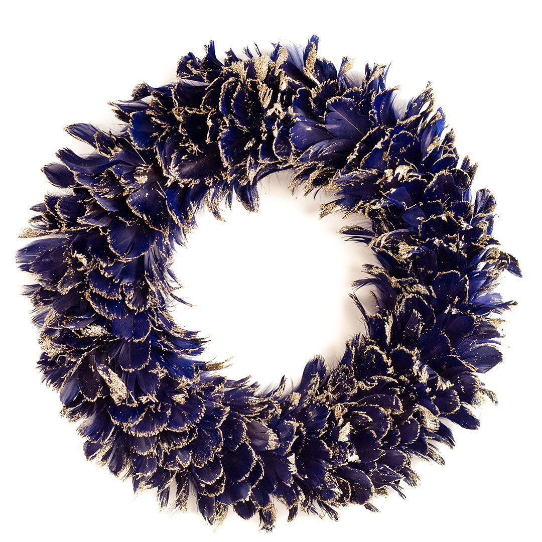 Feathered Blue Christmas Wreath