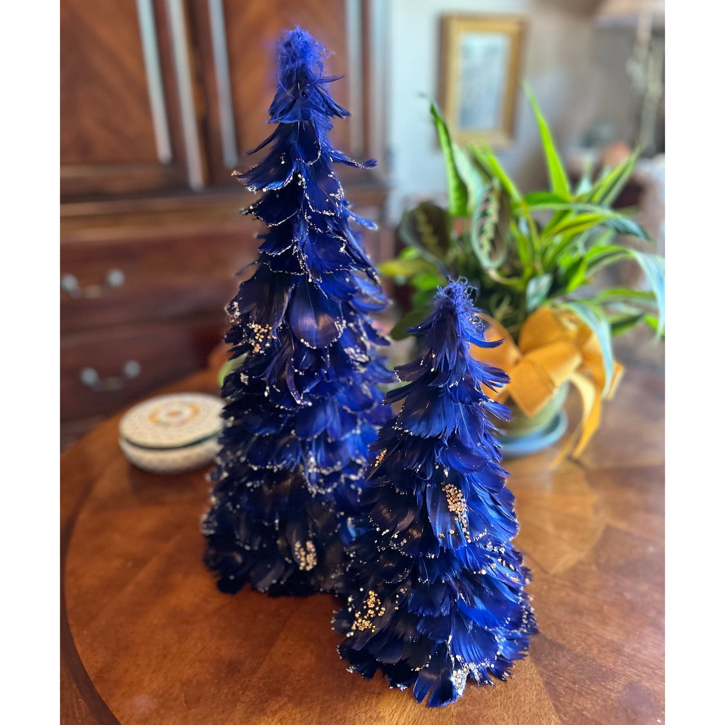 Feathered Navy Blue Christmas Tree