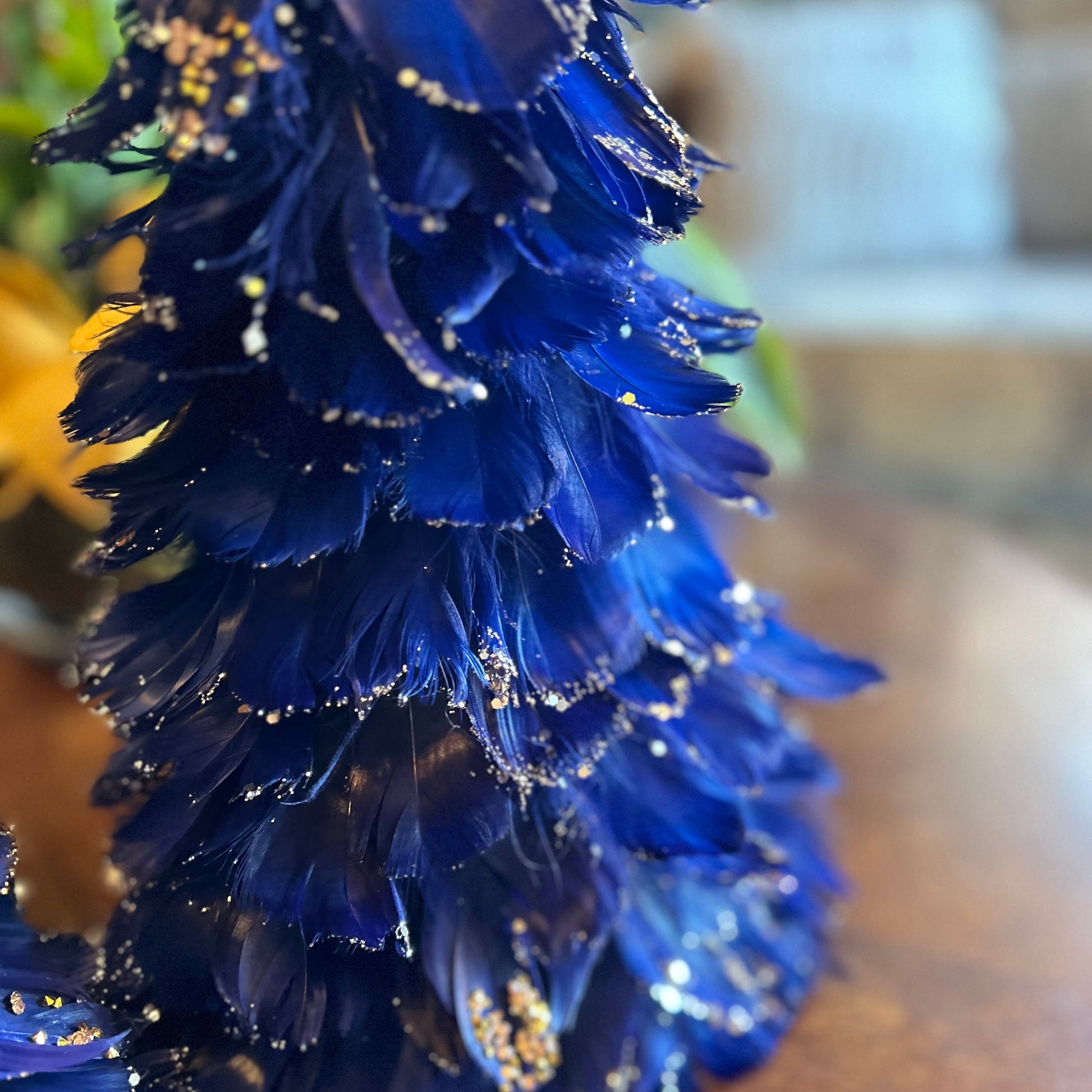 Feathered Navy Blue Christmas Tree