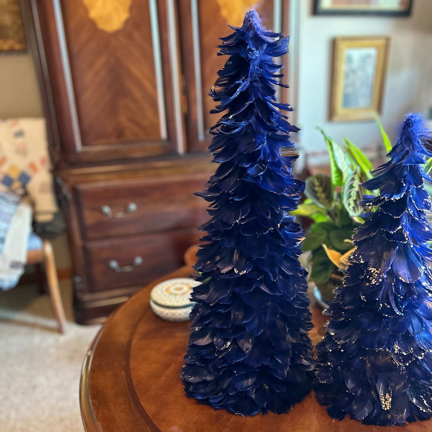 Feathered Navy Blue Christmas Tree - 24’’