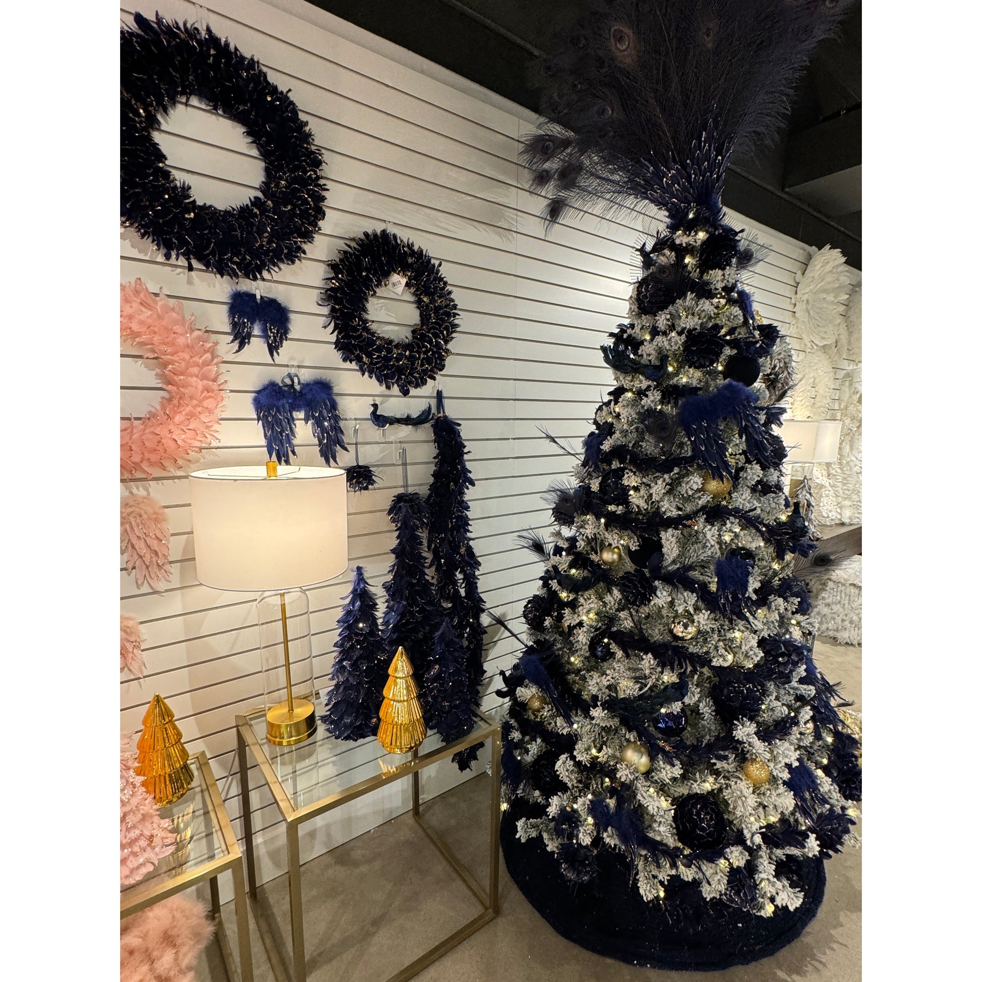 Feathered Navy Blue Christmas Tree