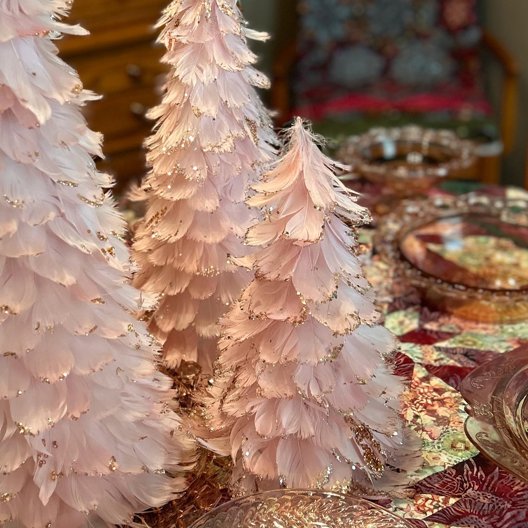 Feathered Pink Christmas Tree - 12’’