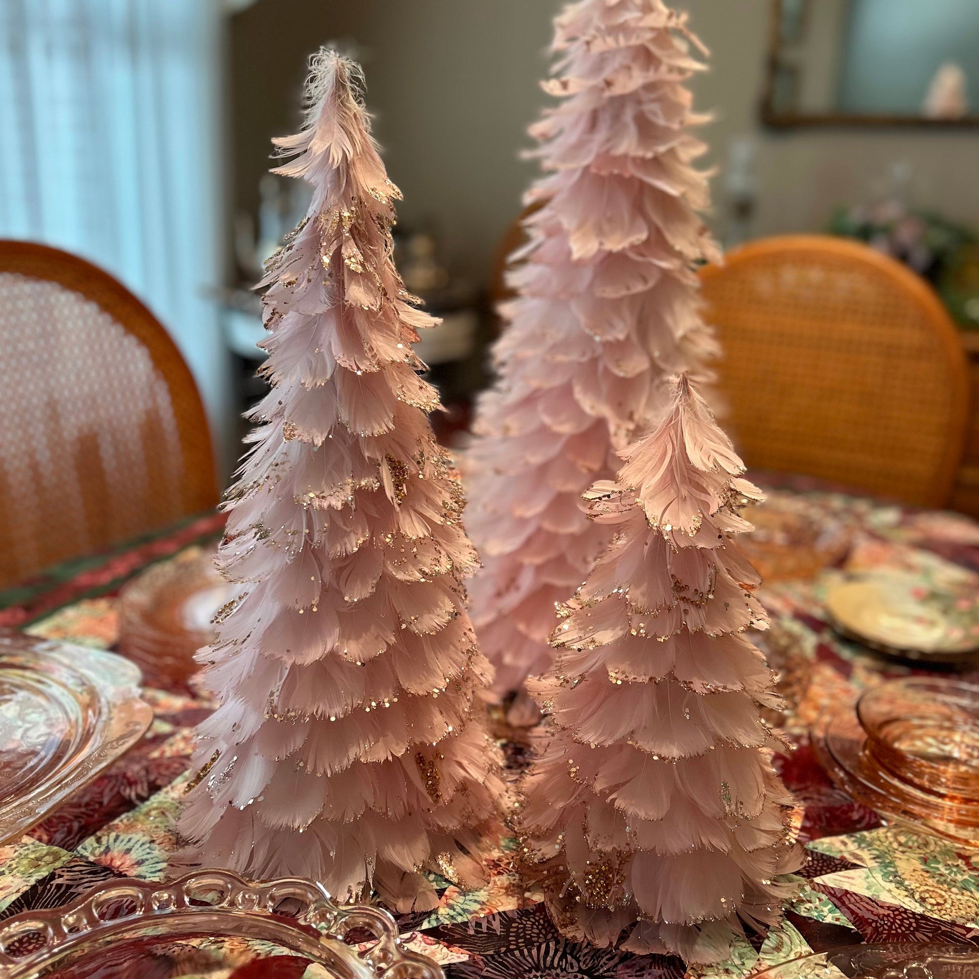 Feathered Pink Christmas Tree - 18’’