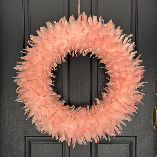 Feathered Pink Christmas Wreath - 22’’