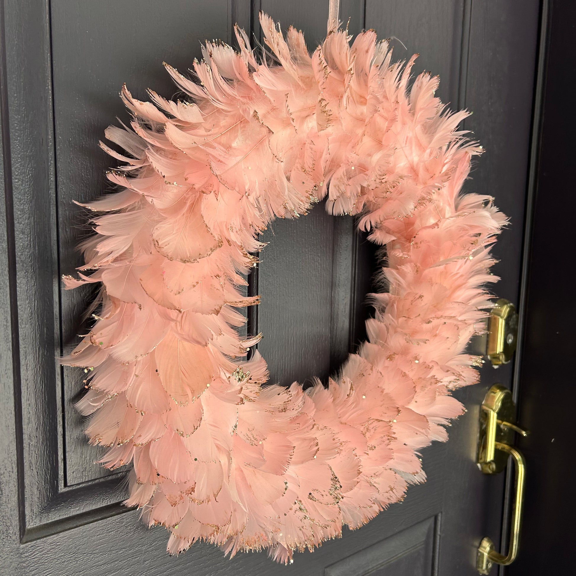 Feathered Pink Christmas Wreath