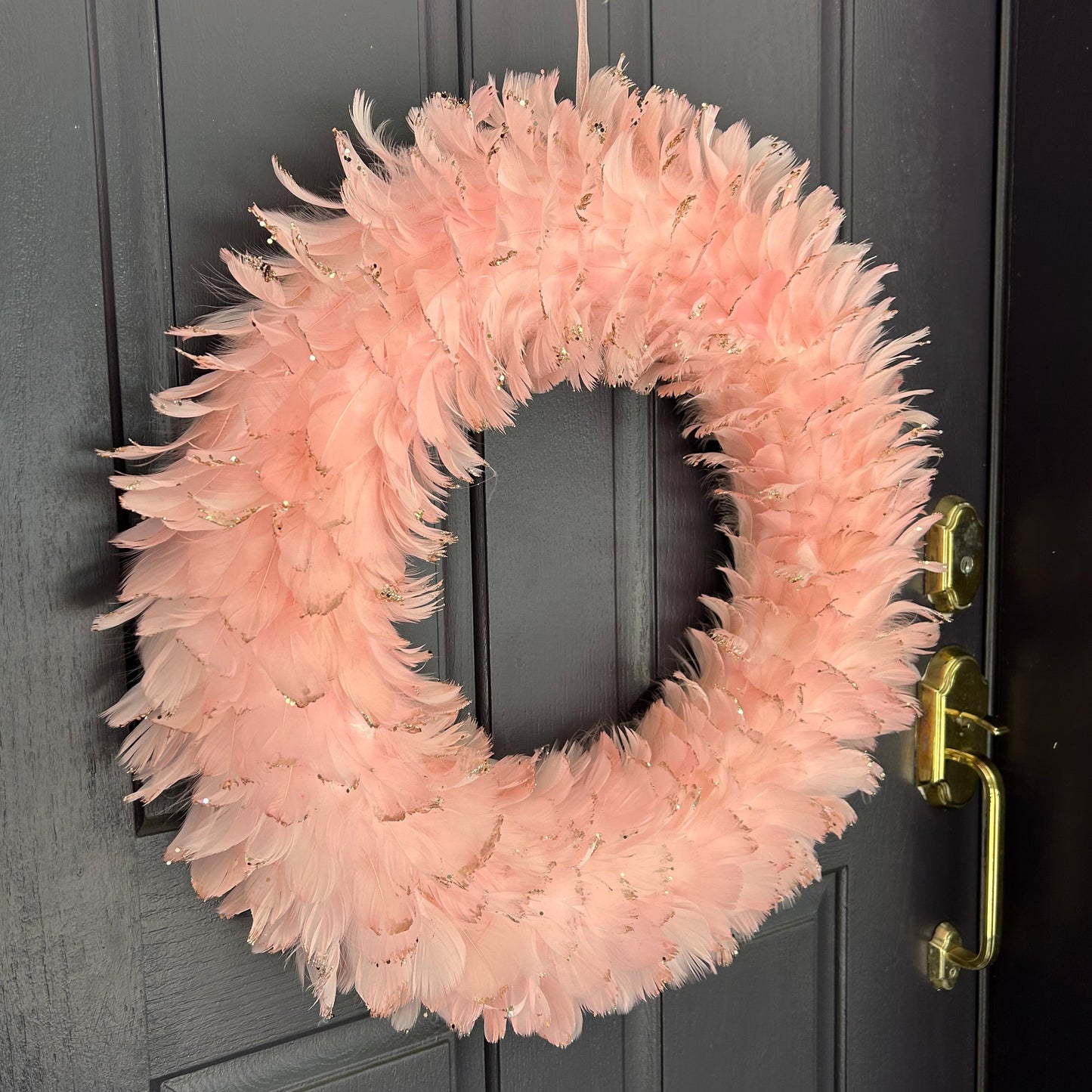 Feathered Pink Christmas Wreath