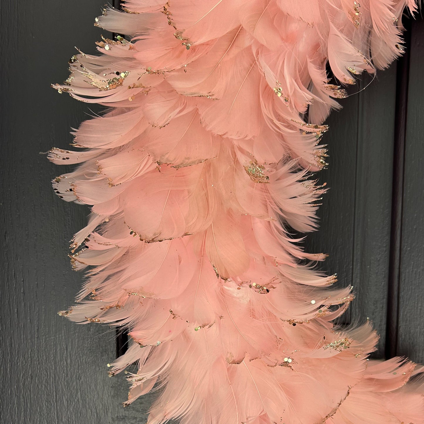 Feathered Pink Christmas Wreath