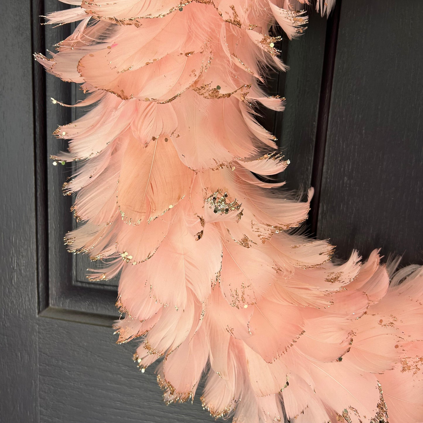 Feathered Pink Christmas Wreath