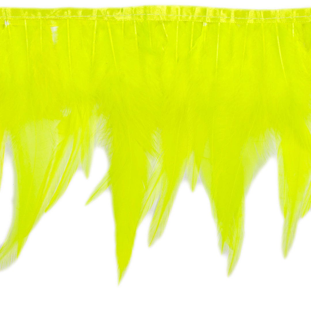 Rooster Saddle Fringe on Bias 6-8" x 1 YD-Fluorescent Chartreuse