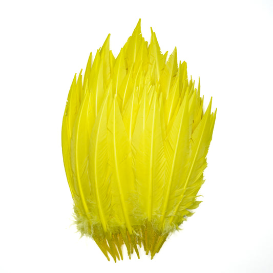 Fluorescent Yellow Dagger Turkey Quill Feathers 9-12"