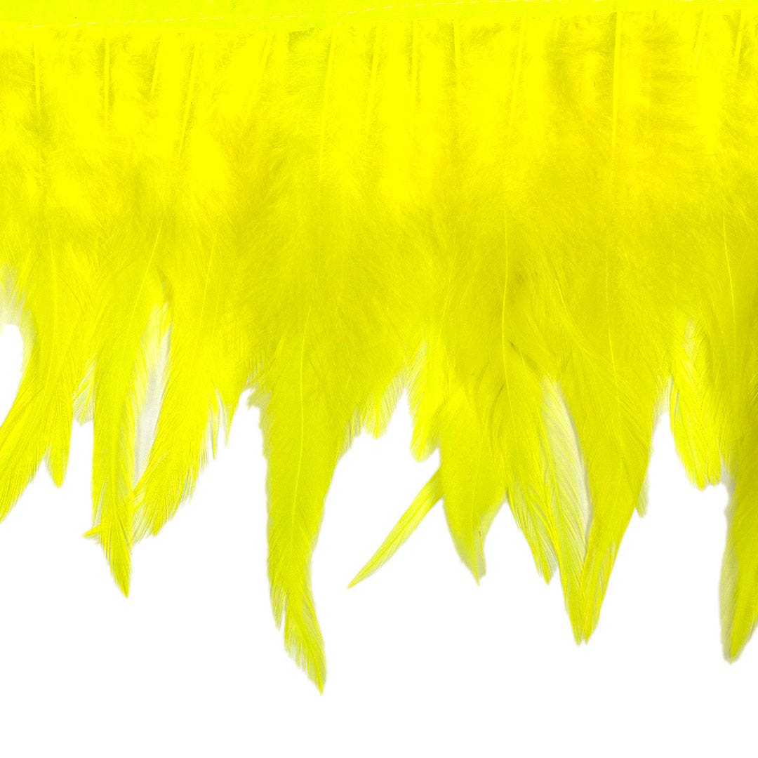 Rooster Saddle Fringe on Bias 6-8" x 1 YD-Fluorescent Yellow
