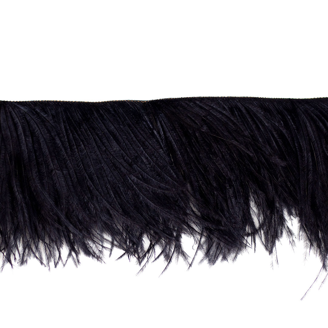 Fringe Trim | Ostrich Feathers 5-5½” | Black | 2 Yard 2 Ply - Fringe Trim