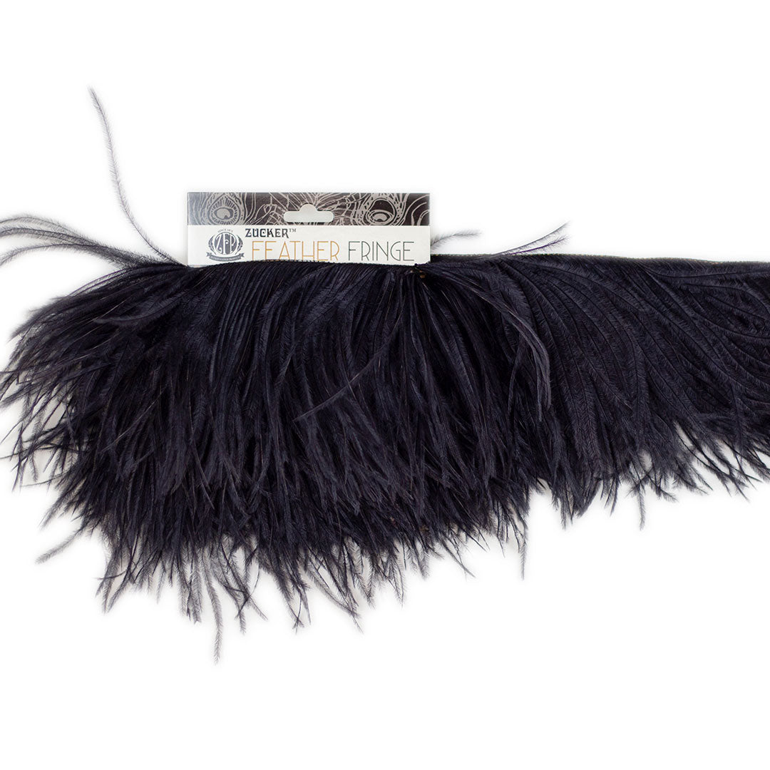 Fringe Trim | Ostrich Feathers 5-5½” | Black | 2 Yard 2 Ply - Fringe Trim