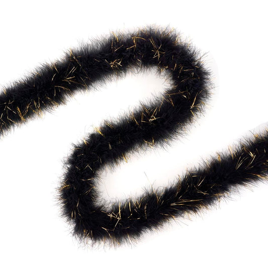 Full Marabou Feather Boa with Lurex - Black/Gold Lurex - Marabou Boa