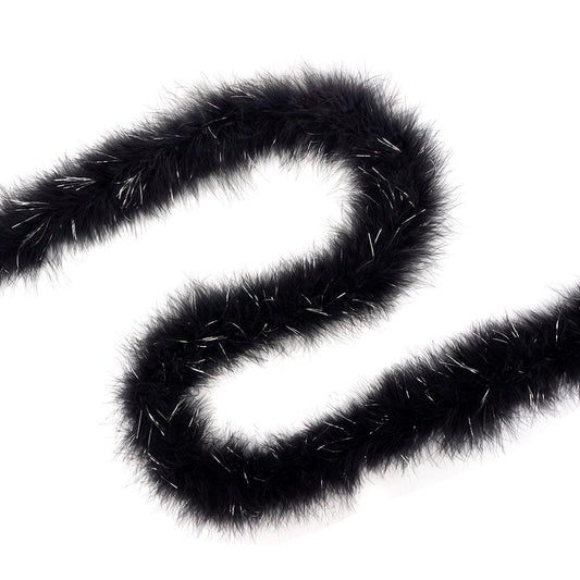 Full Marabou Feather Boa with Lurex - Black/Silver Lurex - Marabou Boa