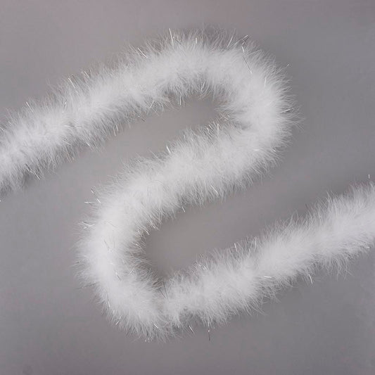 Full Marabou Feather Boa with Lurex - White/Silver Lurex - Marabou Boa