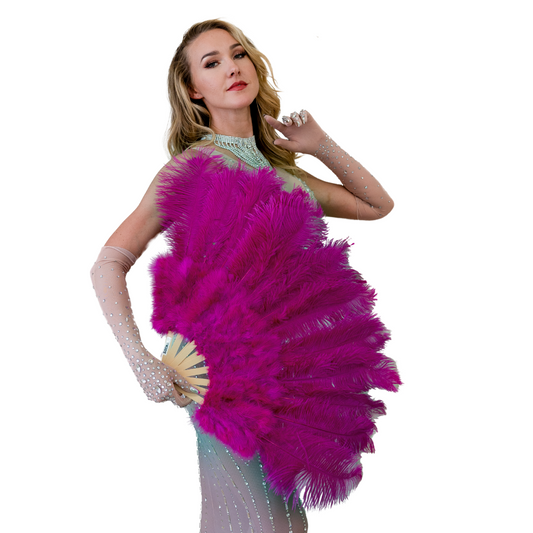 Ostrich Feather Fan - 20 x36" - Very Berry